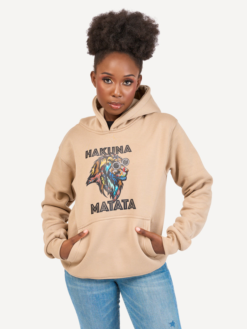 Kali Graphic Hoodies: Beige with Hakuna Matata Simba