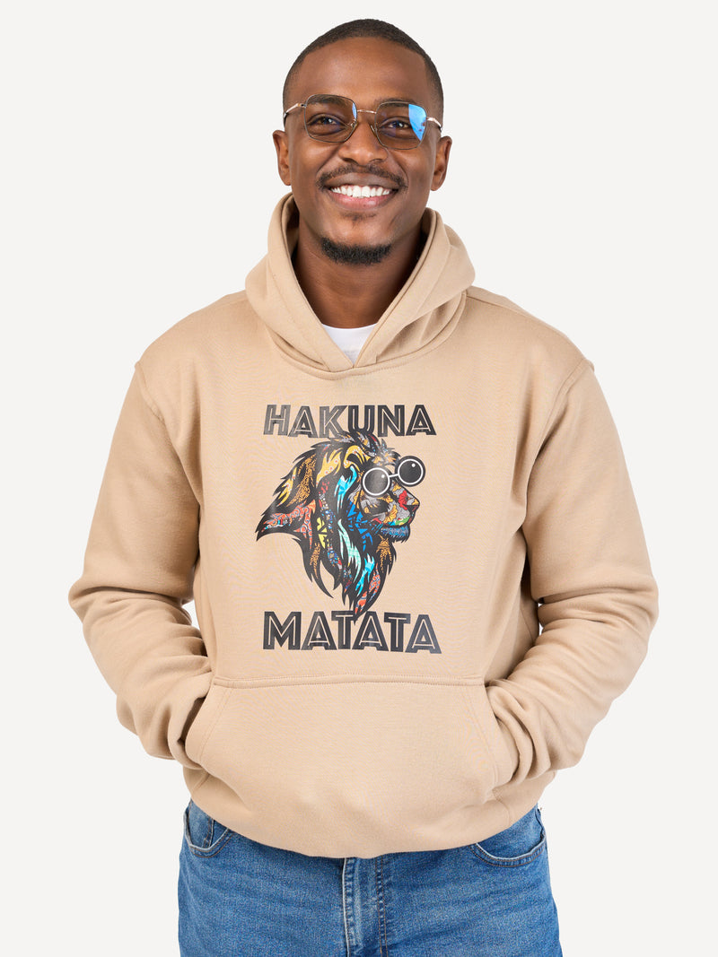 Kali Graphic Hoodies: Beige with Hakuna Matata Simba