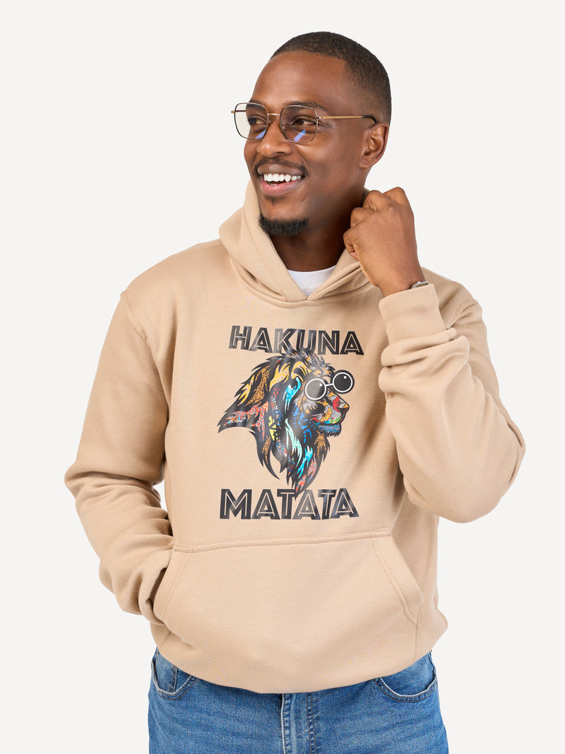Kali Graphic Hoodies: Beige with Hakuna Matata Simba