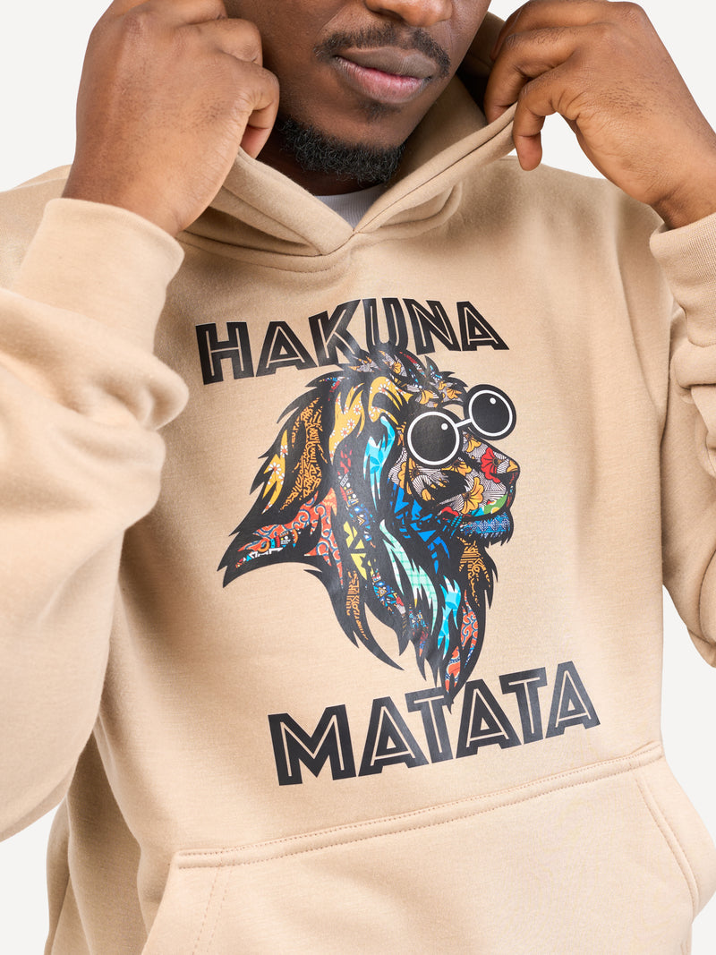 Kali Graphic Hoodies: Beige with Hakuna Matata Simba