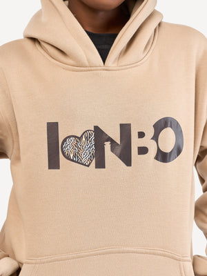 Kali Graphic Hoodies: Beige with I Love Nrb