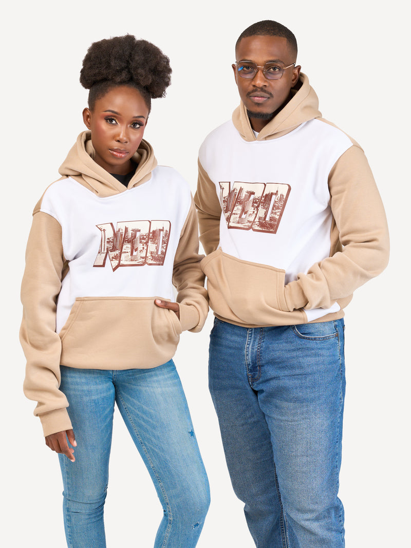 Kali Block Hoodies: White & Beige with NBO Skyline