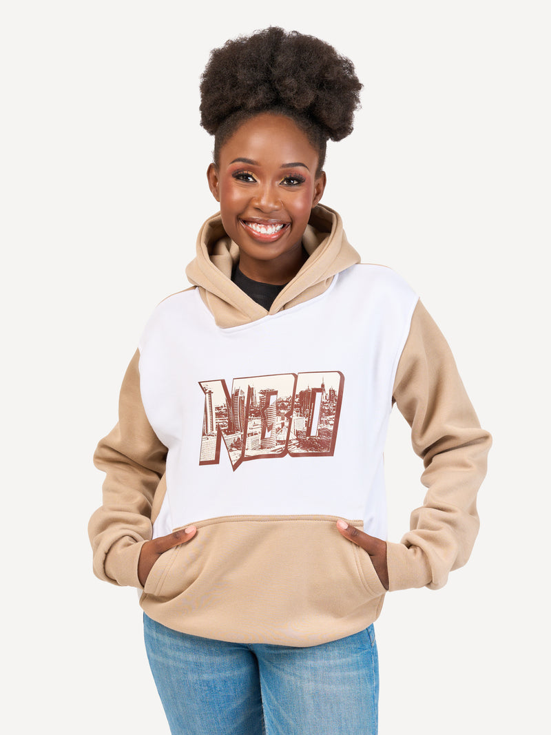 Kali Block Hoodies: White & Beige with NBO Skyline