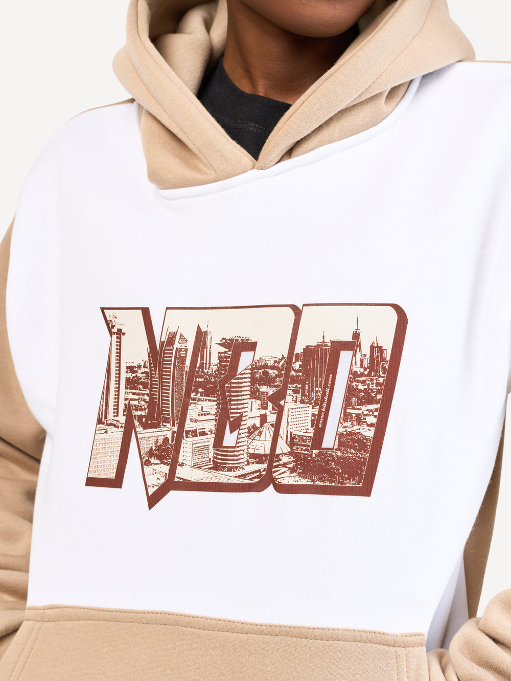 Kali Block Hoodies: White & Beige with NBO Skyline
