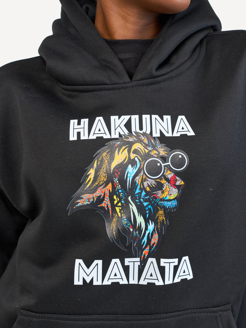 Kali Graphic Hoodies: Black with Hakuna Matata Simba