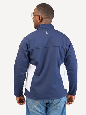 Kali Move Men's Full-Sleeve Softshells: Navy & White with Terra Blue Print