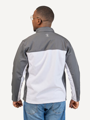 Kali Move Men's Full-Sleeve Softshells: Grey & White with Grey Wave Print
