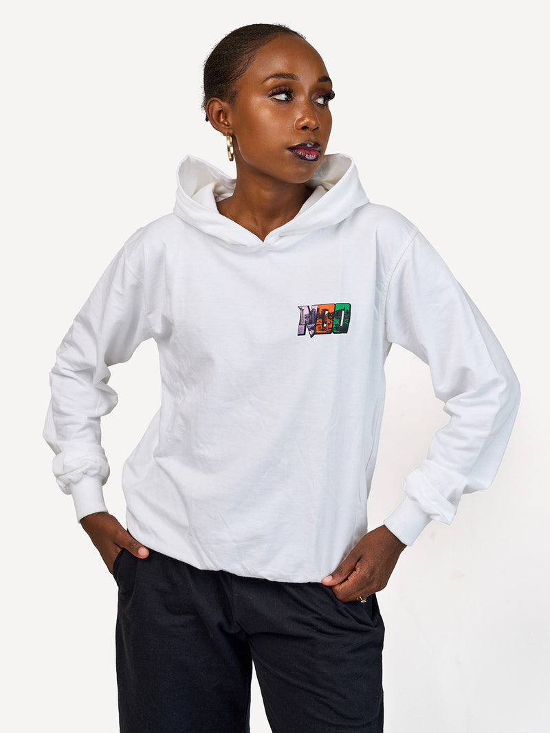Kali Lightweight Hoodies: White with Tri Color NBO
