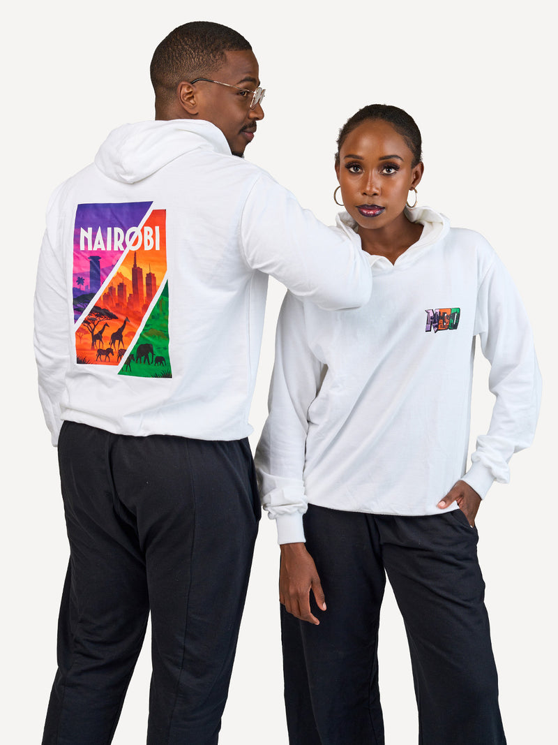 Kali Lightweight Hoodies: White with Tri Color NBO