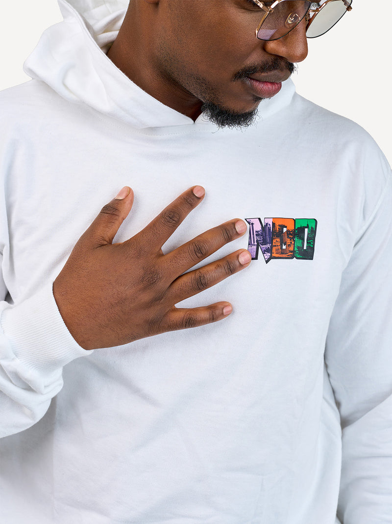 Kali Lightweight Hoodies: White with Tri Color NBO