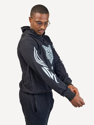 Kali Lightweight Hoodies: Black with Kenya Map with Arms