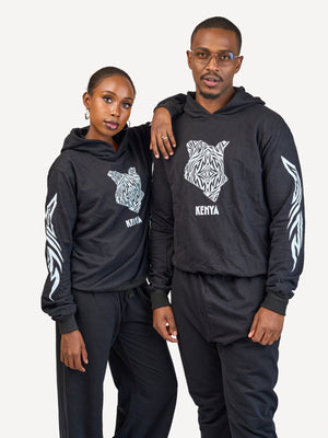 Kali Lightweight Hoodies: Black with Kenya Map with Arms