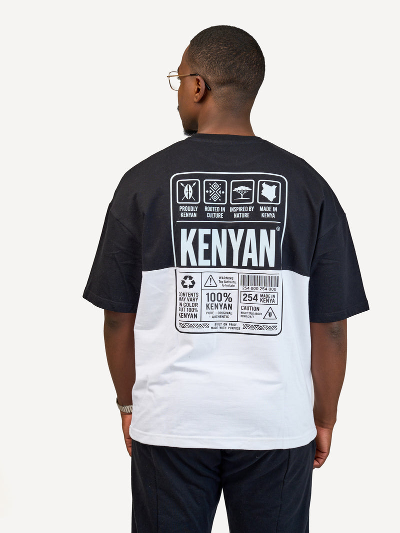 Kali Oversize Ts: Black & White with Afri Abstract Pattern