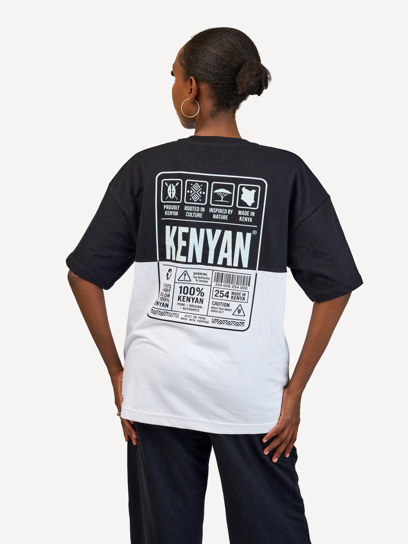 Kali Oversize Ts: Black & White with Afri Abstract Pattern