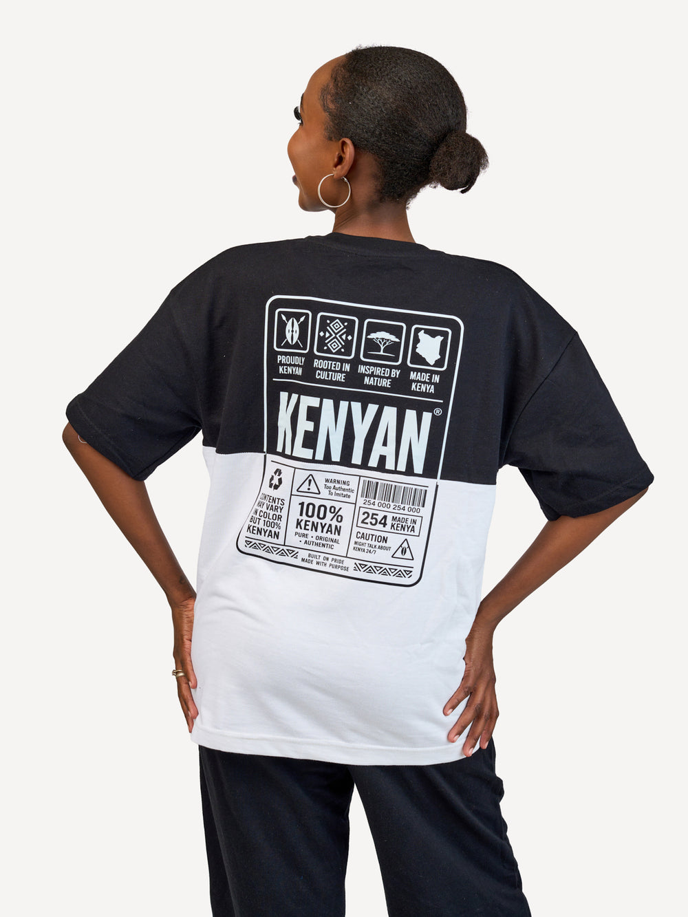 Kali Oversize Ts: Black & White with Afri Abstract Pattern
