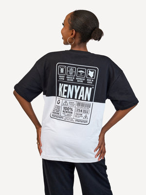 Kali Oversize Ts: Black & White with Afri Abstract Pattern