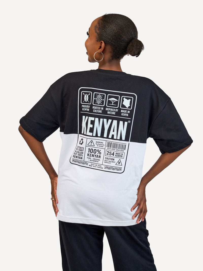 Kali Oversize Ts: Black & White with Afri Abstract Pattern