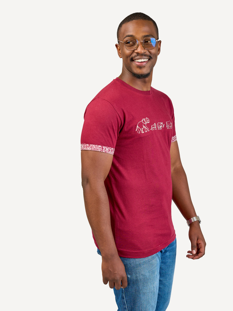 Kali Embroidery Ts: Burgundy with Big Five