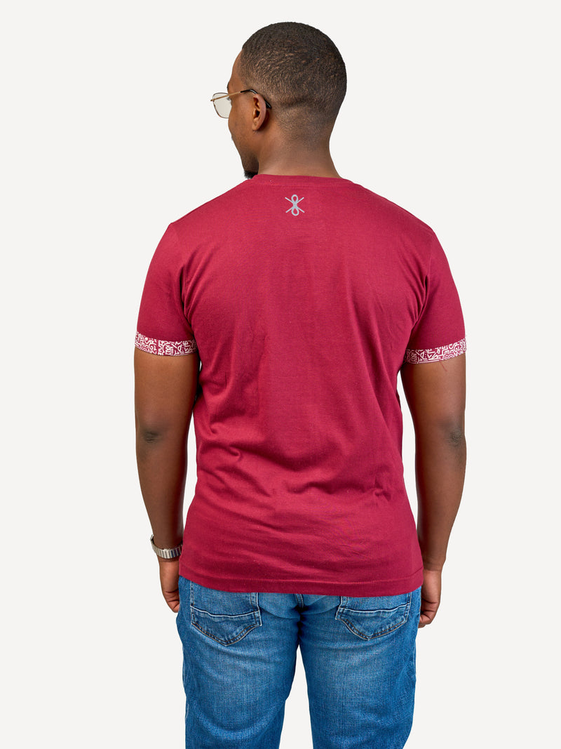 Kali Embroidery Ts: Burgundy with Big Five