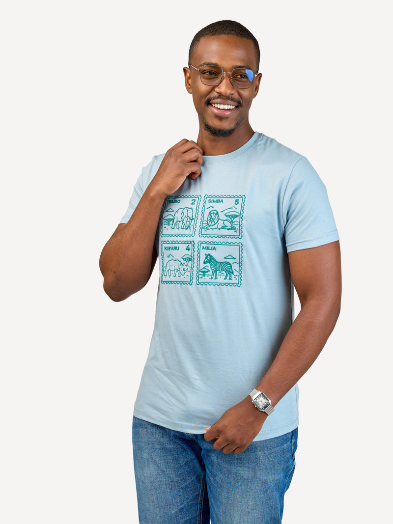 Kali Embroidery Ts: Arona Grey with Animal Stamp