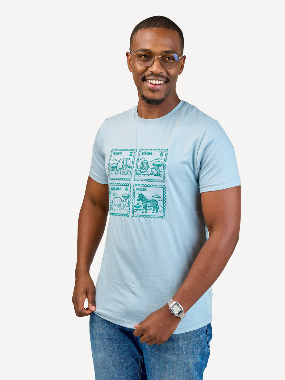 Kali Embroidery Ts: Arona Grey with Animal Stamp