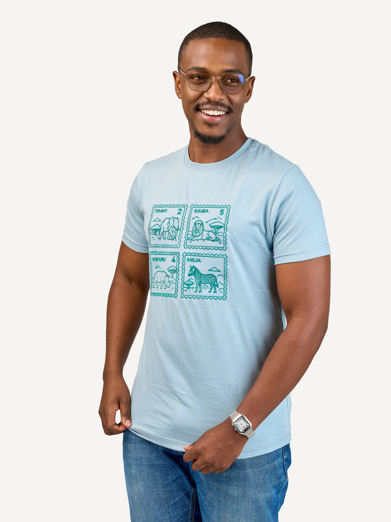 Kali Embroidery Ts: Arona Grey with Animal Stamp