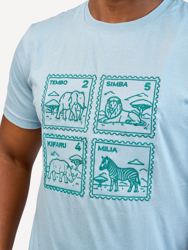 Kali Embroidery Ts: Arona Grey with Animal Stamp