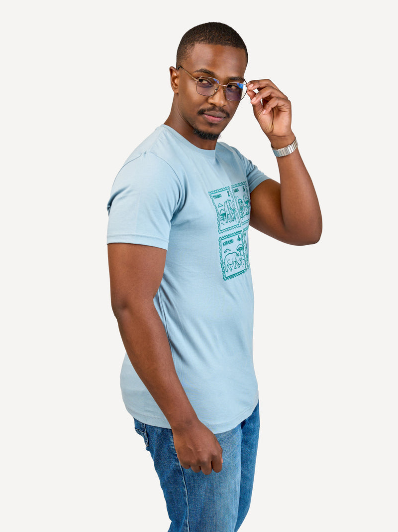 Kali Embroidery Ts: Arona Grey with Animal Stamp