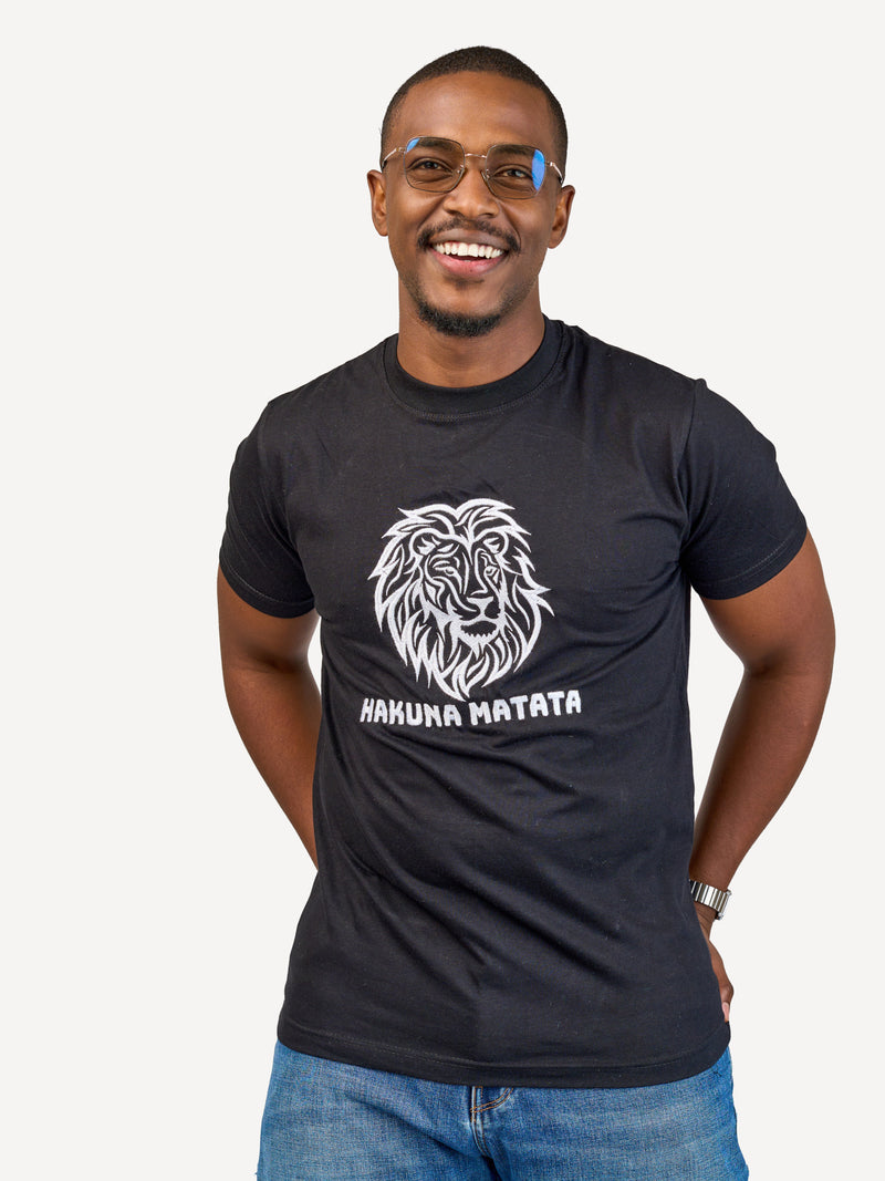 Kali Embroidery Ts: Black with Hakuna Matata Simba