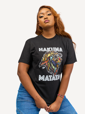 Kali Graphic Ts: Black with Hakuna Matata Simba