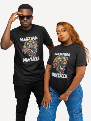 Kali Graphic Ts: Black with Hakuna Matata Simba