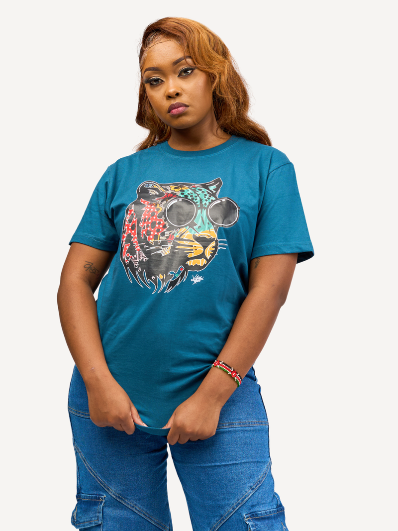 Kali Graphic Ts: Petrol Blue with Chui 2