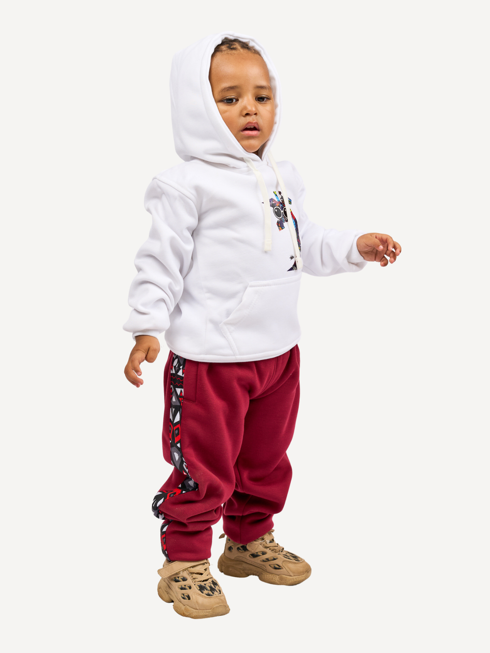 Kali Kids Graphic Hoodies: White with Twiga