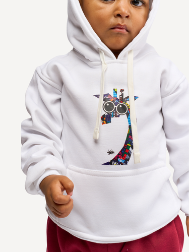 Kali Kids Graphic Hoodies: White with Twiga