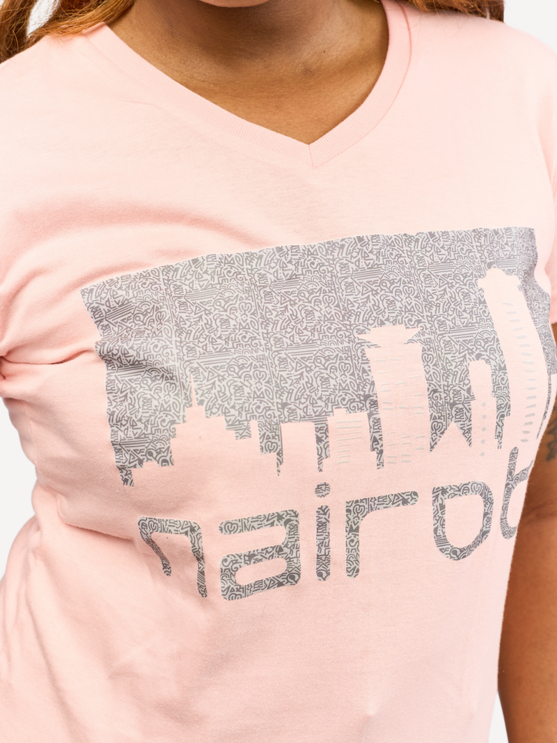 Ladies Graphic Ts: Baby pink with Nairobi