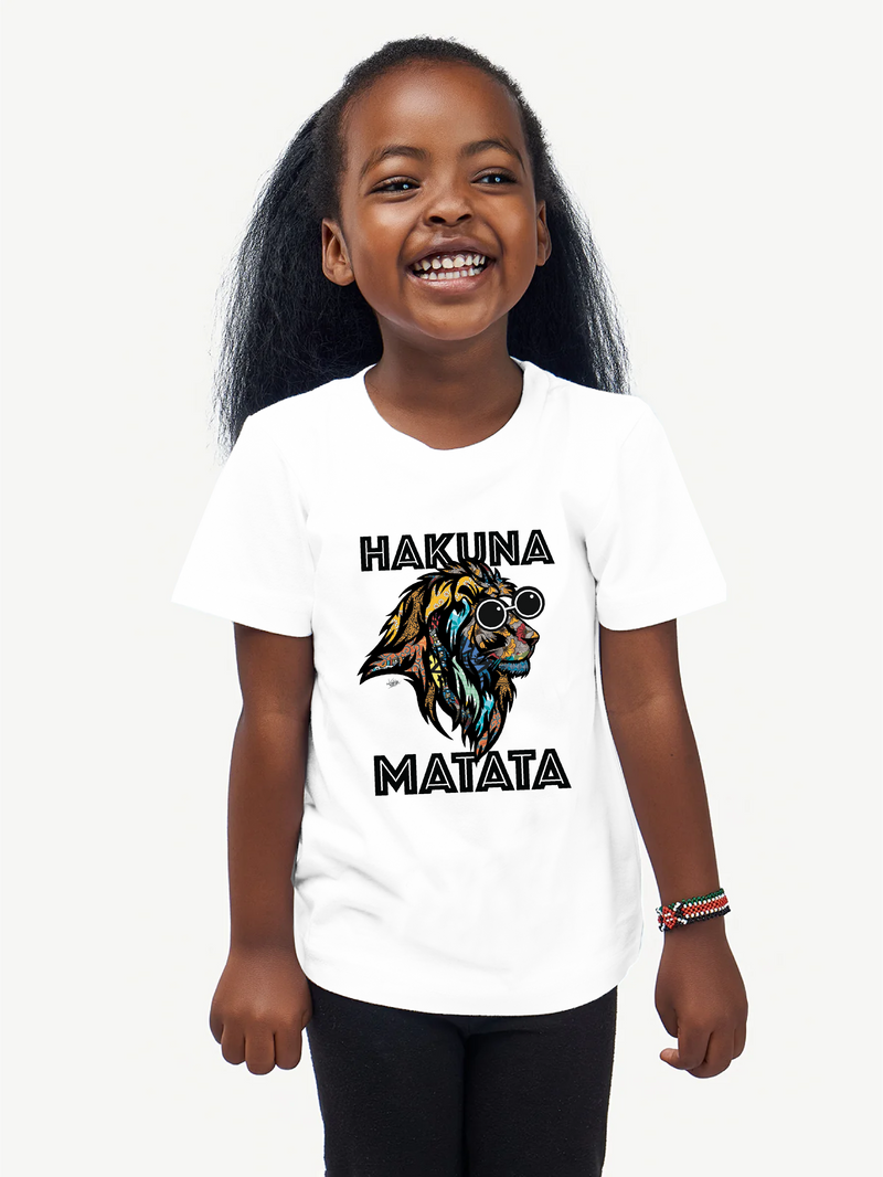 Kali Kids Ts: White With Hakuna Matata Simba