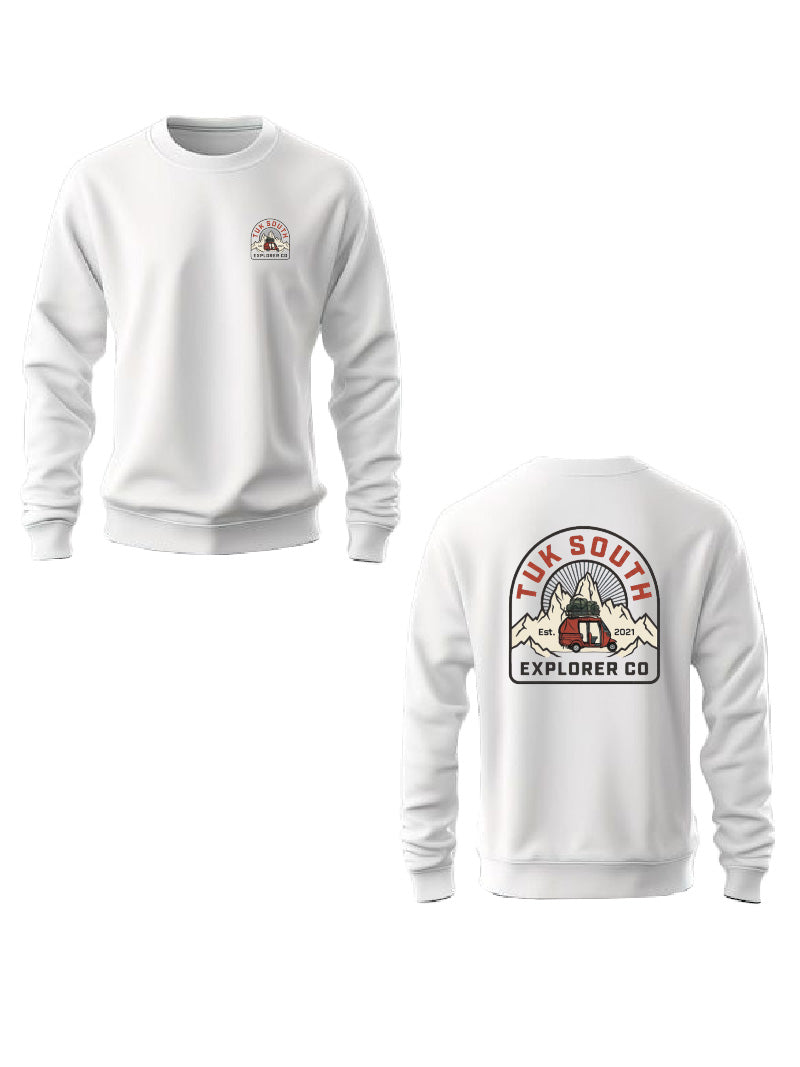 Kali Graphic Sweats: Top - White with The Explorer Division