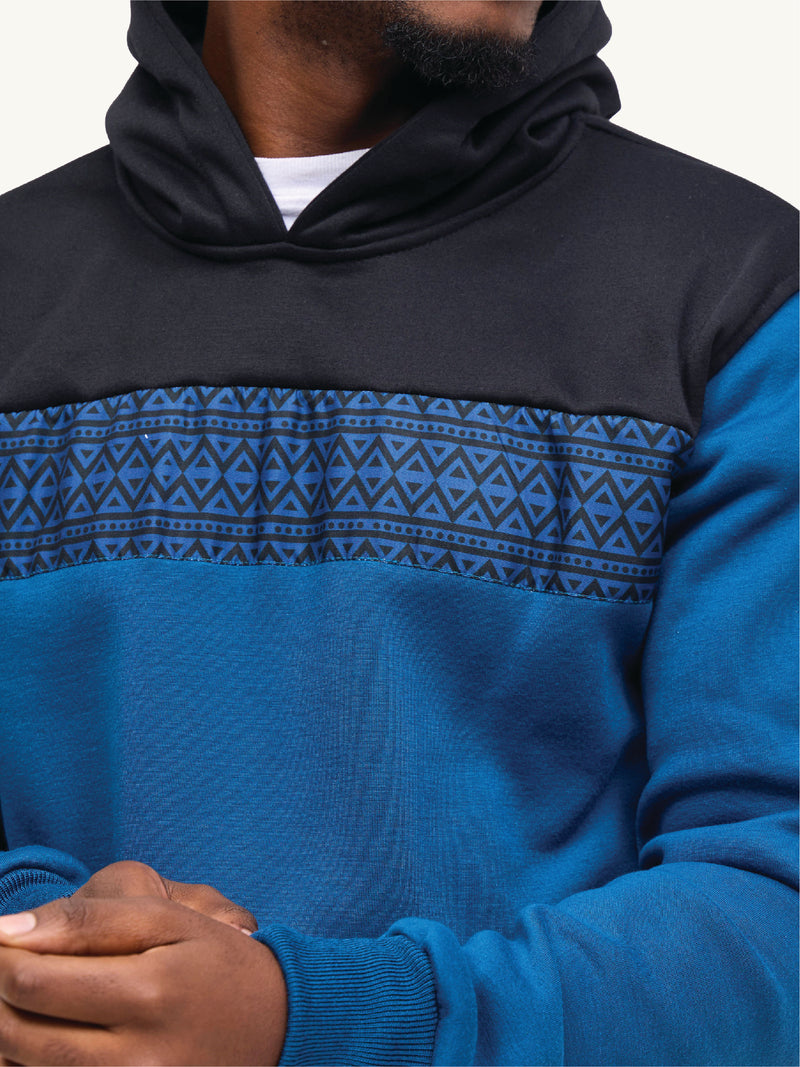 Kali Block Hoodies: Black & Petrol Blue with Blue & Black KK