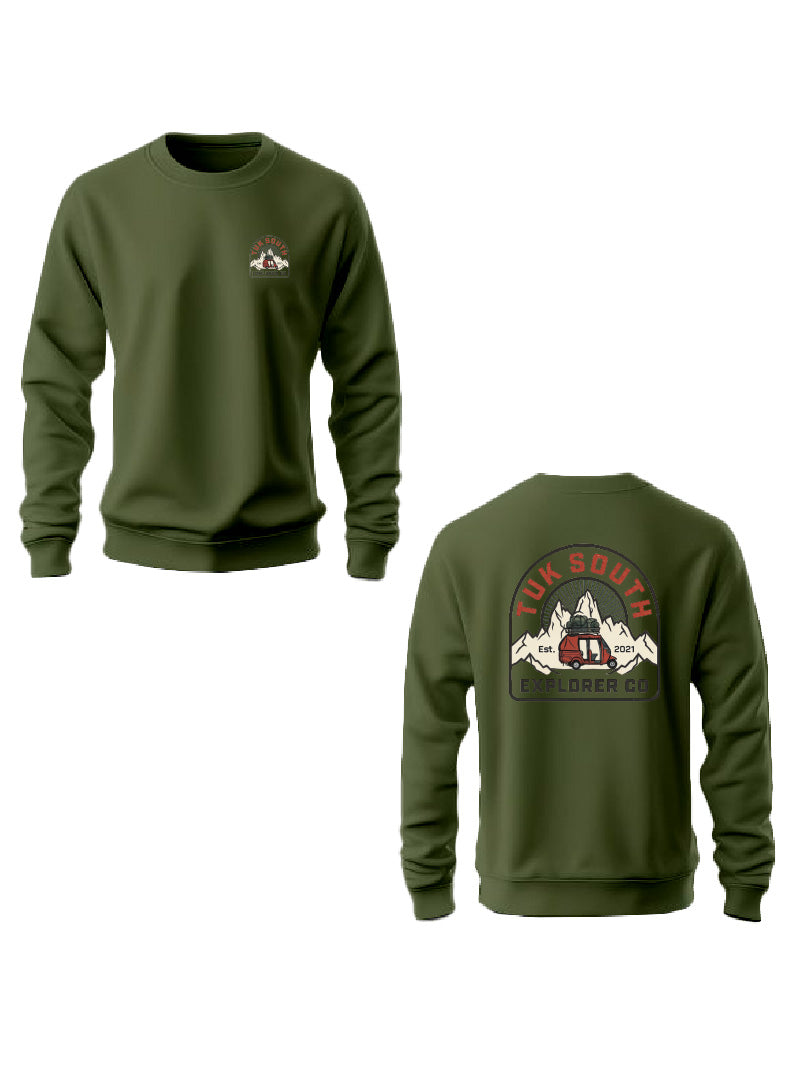Kali Graphic Sweats: Top - Jungle Green with The Explorer Division