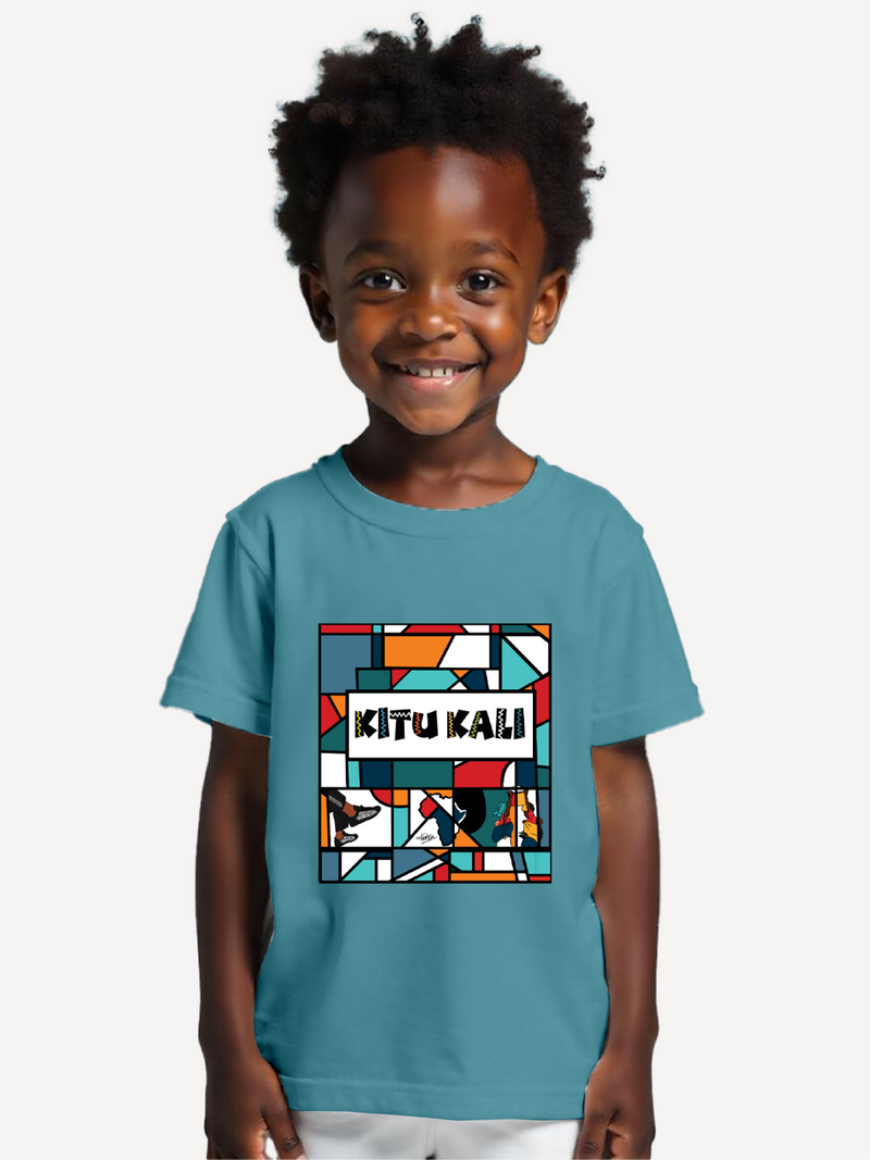 Kali Kids Ts: Teal with kk mural