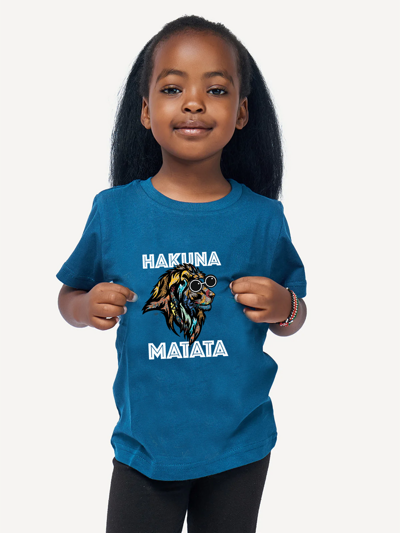 Kali Kids Ts: Petrol Blue with Hakuna Matata Simba