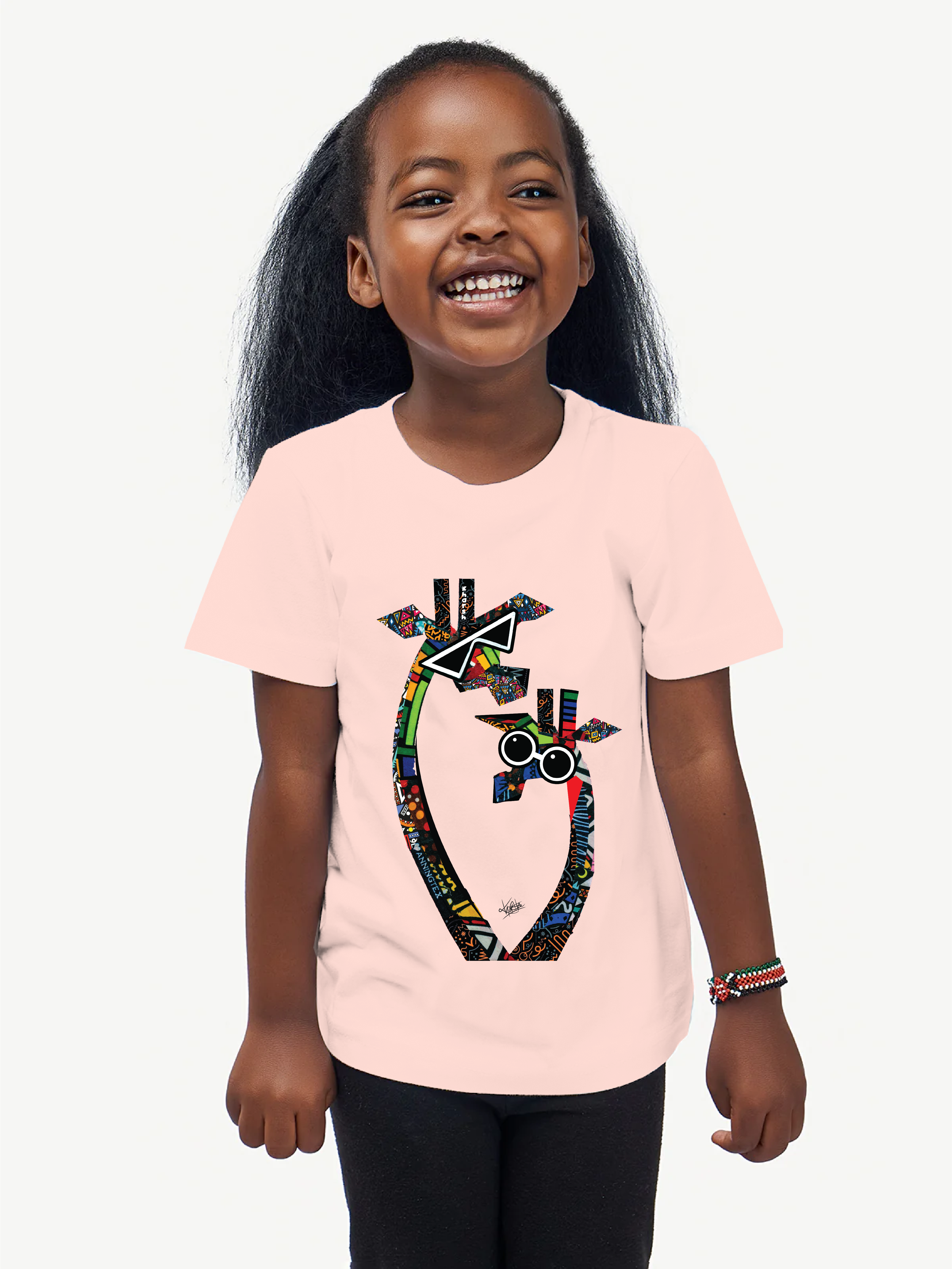 Kali Kids Ts: Baby Pink with Twiga