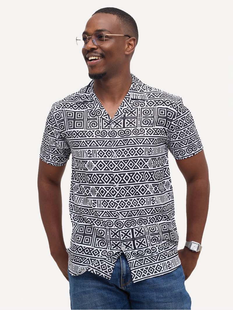 KaliShirts: Black & White Abstract Print