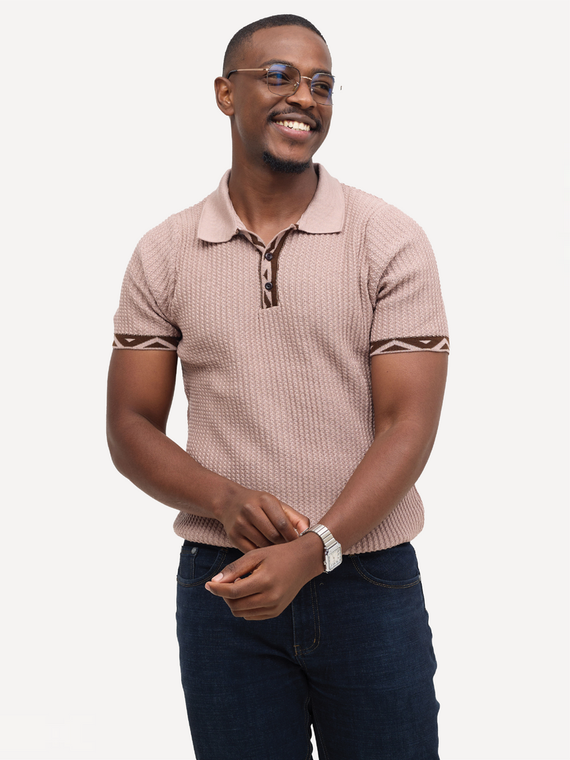 Kali KnitWear Polos: Dusty Pink & Brown