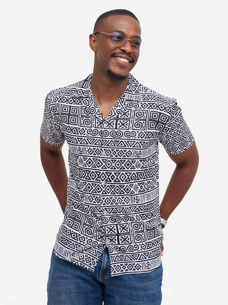 KaliShirts: Black & White Abstract Print
