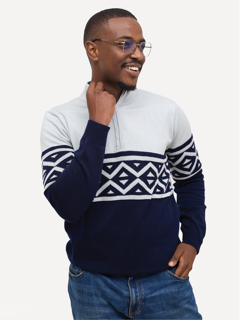 Kali Mens KnitWear: Half-Zip - Navy