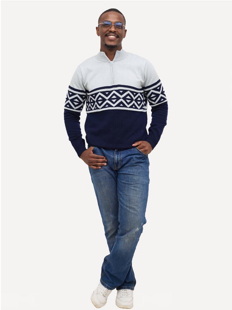 Kali Mens KnitWear: Half-Zip - Navy