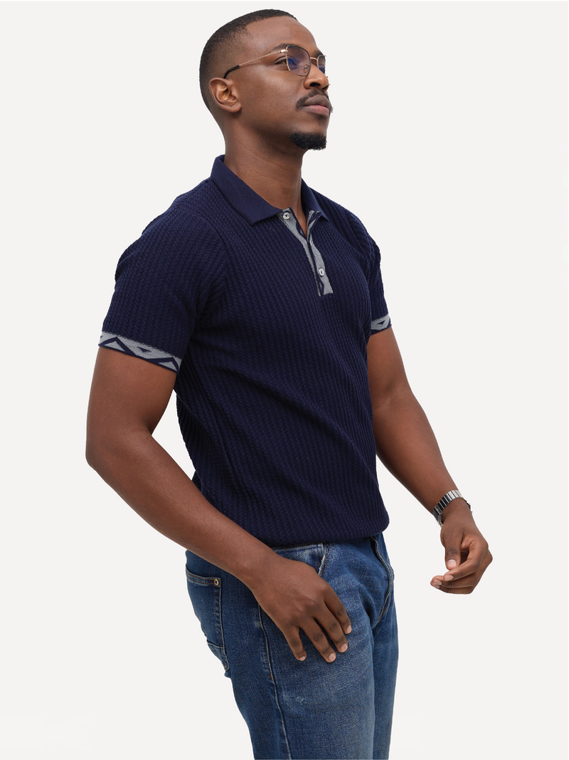 Kali KnitWear Polos: Navy Blue & Grey