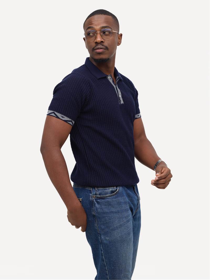 Kali KnitWear Polos: Navy Blue & Grey