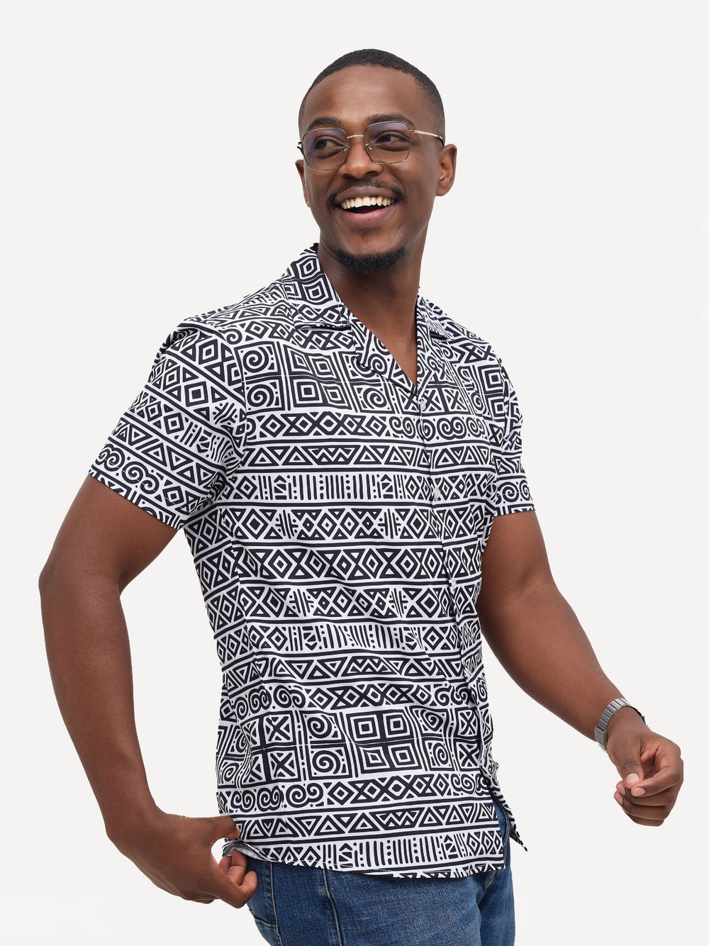 KaliShirts: Black & White Abstract Print